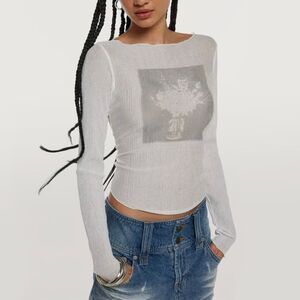 NWT Urban Outfitters Photoreal Long Sleeve See Through Graphic Tee Size M